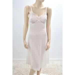 Vintage Vanity Fair Full Slip Small sz 32 Double Sheer Chiffon Nylon Off White
